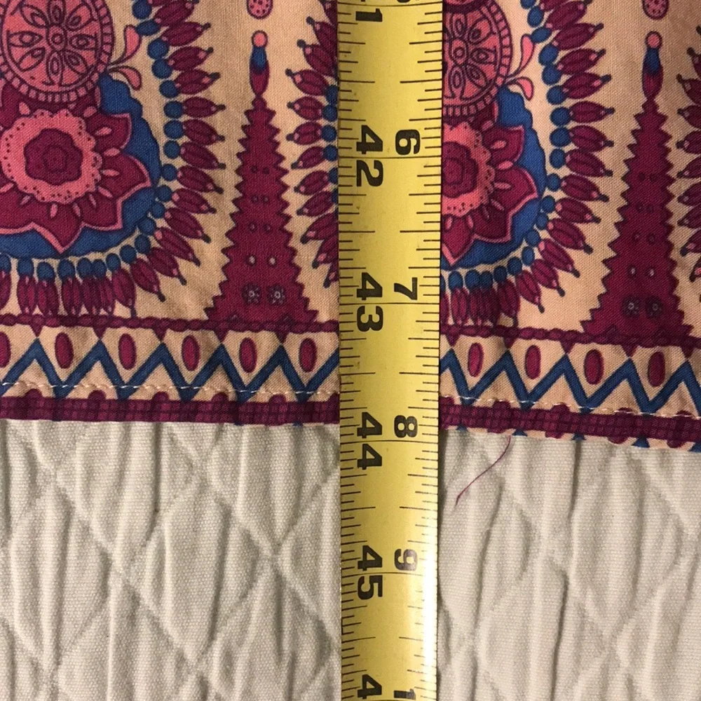 New R. Vivimos Spring Bohemian Patchwork Print Midi Dress Blue Cream Pink … - Picture 14 of 14